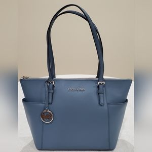 Michael Kors Blue Leather Tote Bag